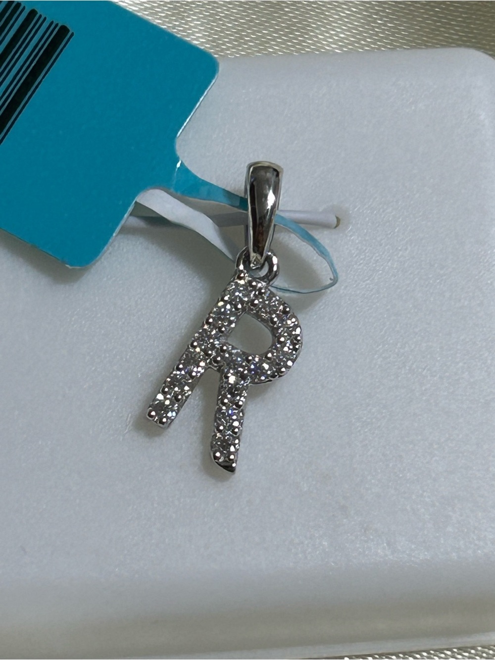 Sterling Silver Pavé Moissanite Letter R Letter Pendant - NWT